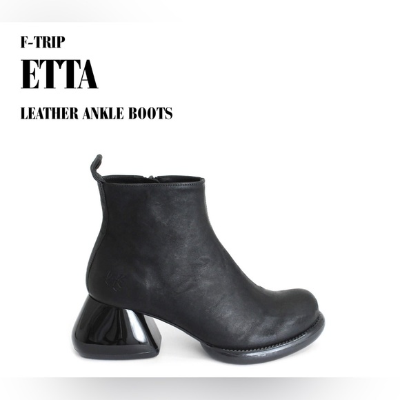 Fluevog NEARLY NEW F-Trip Etta black tumbled nubuck leather zip ankle boot - 9 - Picture 1 of 16